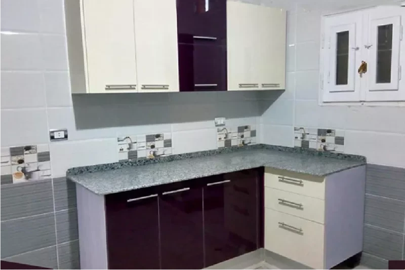 Modern White and Purple Lamy Gloss Kitchen