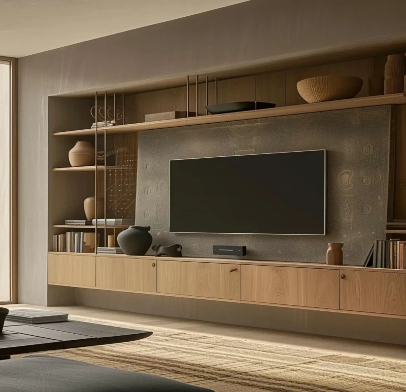 Modern Beige Wood Screen Library