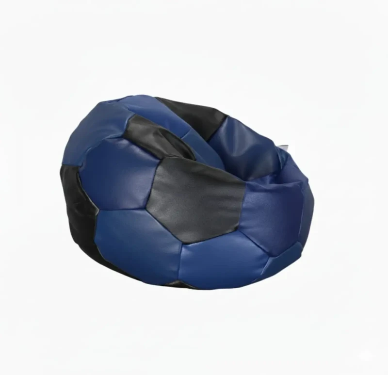 Small Leather Soccer Bean Bag | Black In Blue
