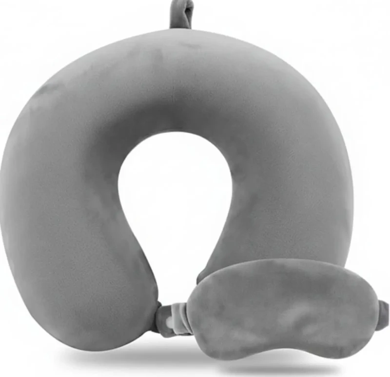 Neck Pillow And Eye Cover Velvet | Grey