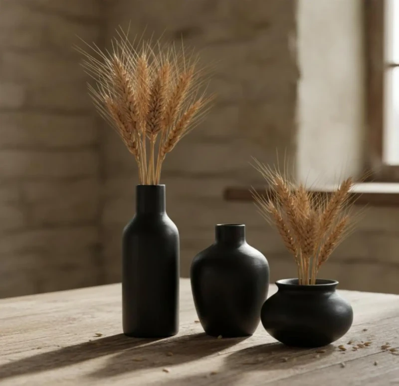 Black Vases Set | Snaps Of Feathers