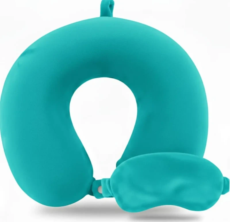 Neck Pillow And Eye Cover Velvet | Turquoise