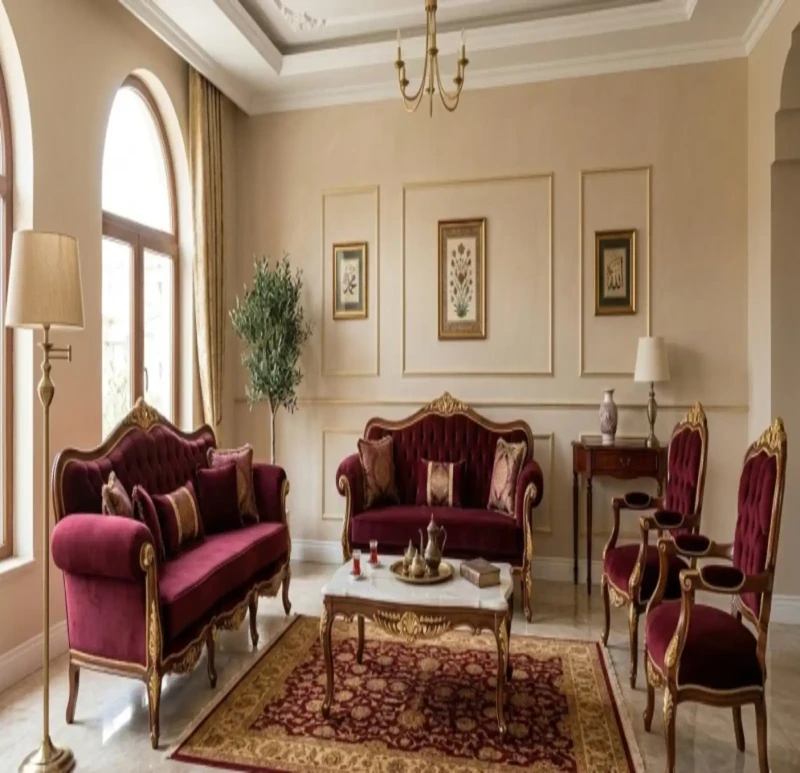 New Classic Turkish Burgundy Salon