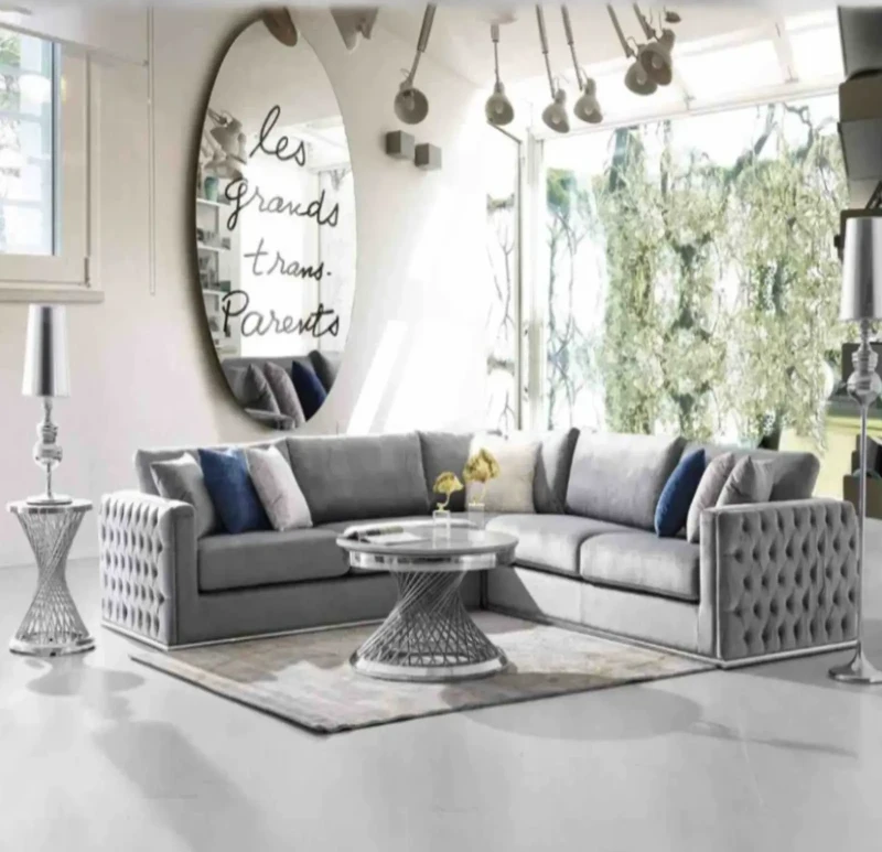 Modern Gray Velvet Corner