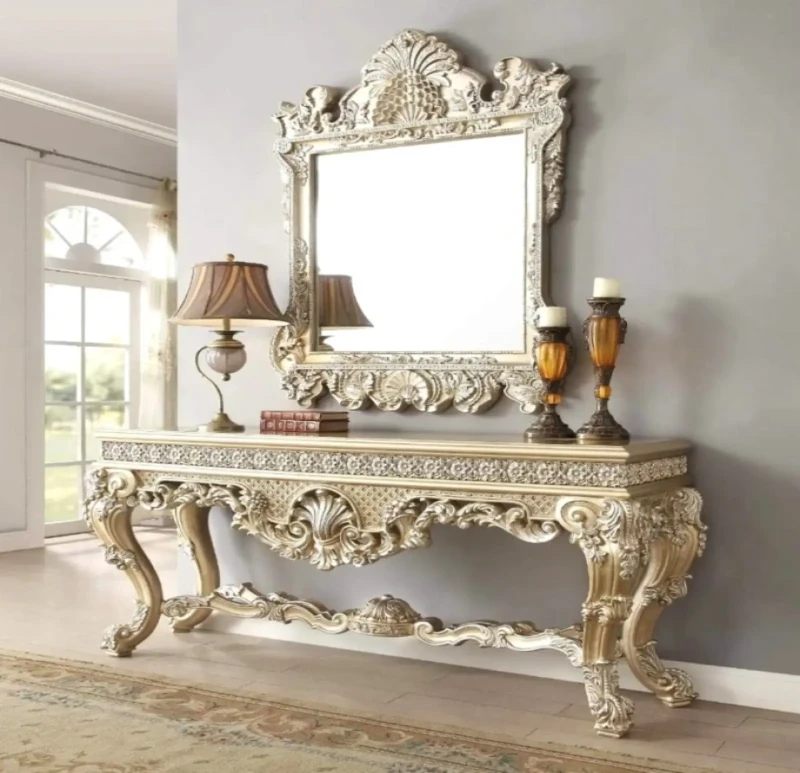 Classic silver Damietta console with mirror