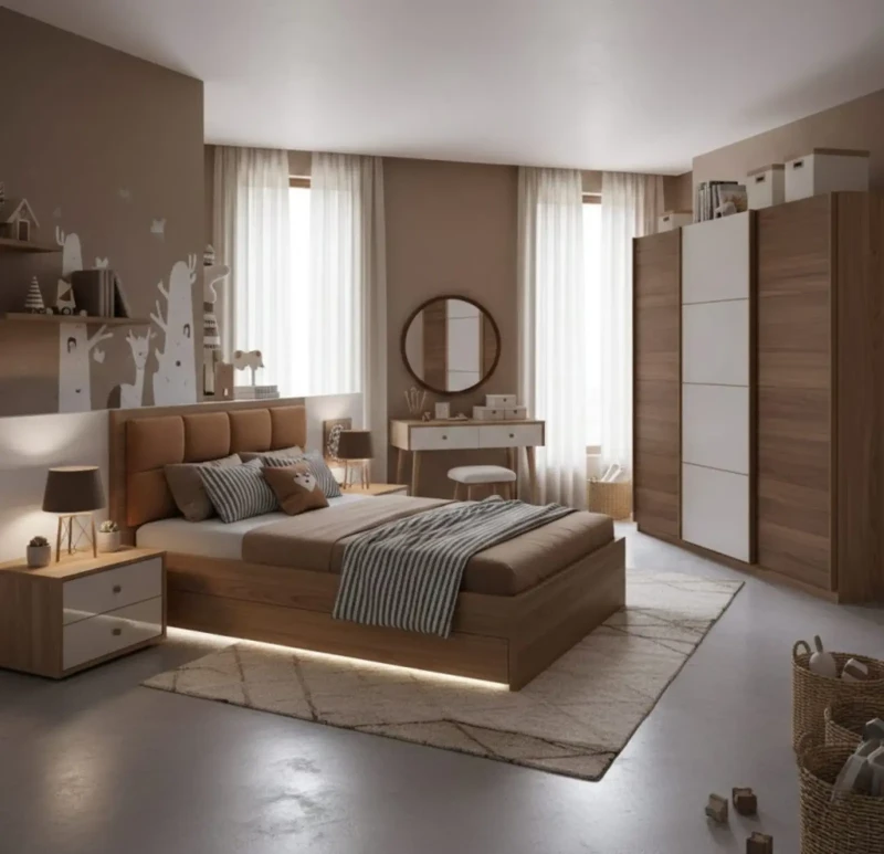 Modern Children's Bedroom | Brown