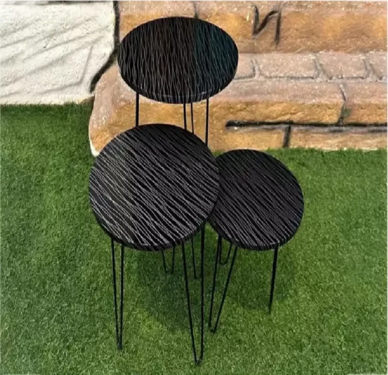 3 Piece Side Black Table Set