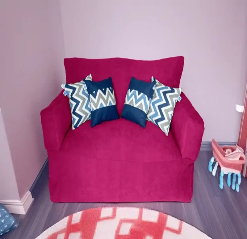 Linen Bean Bag Sofa | Fuchsia