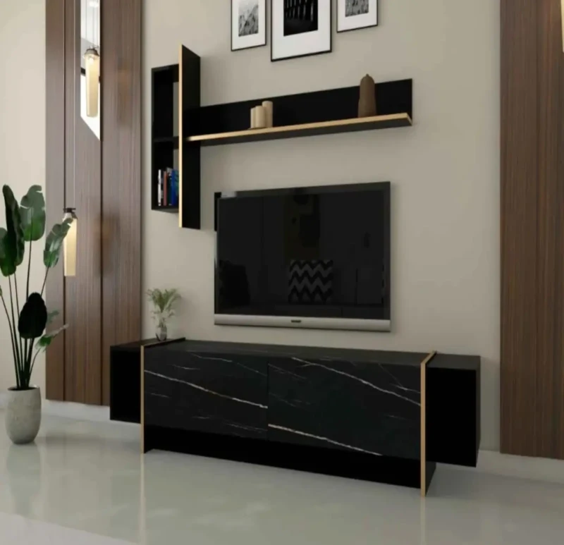 Modern Screen Table | Marbled black
