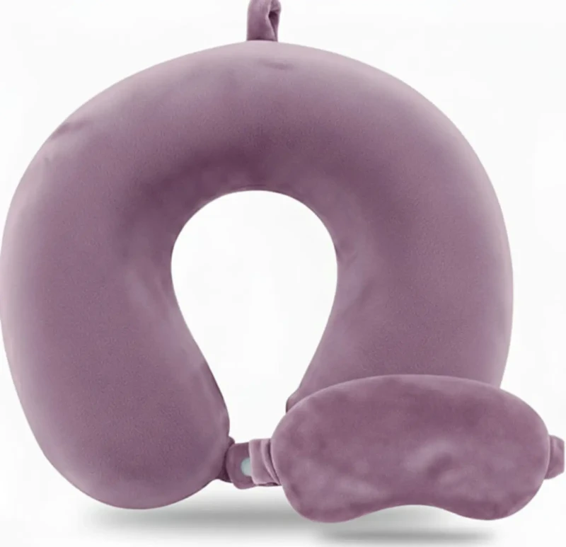 Neck Pillow And Eye Cover Velvet | Magenta