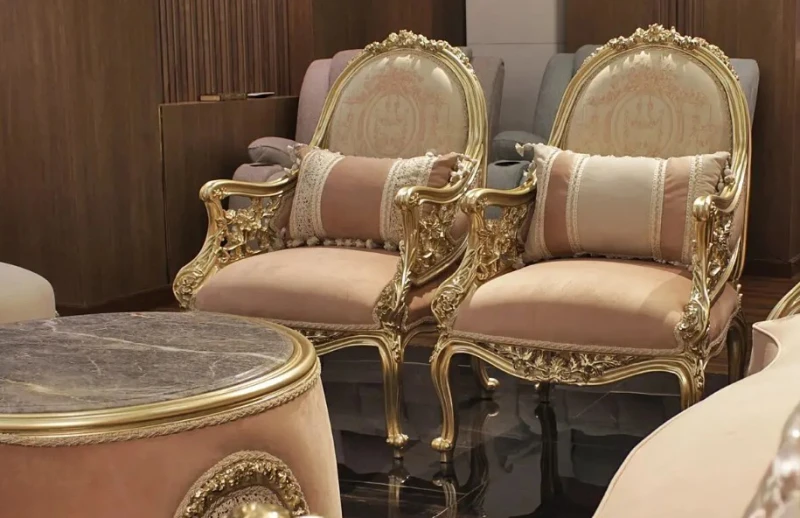 New Classic Elegant Beige and Kashmir Salon 7 Pieces
