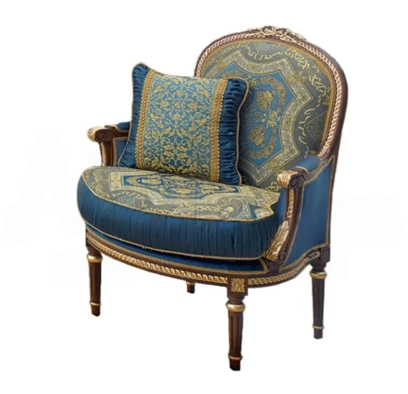 Antique Beige Chair and Blue