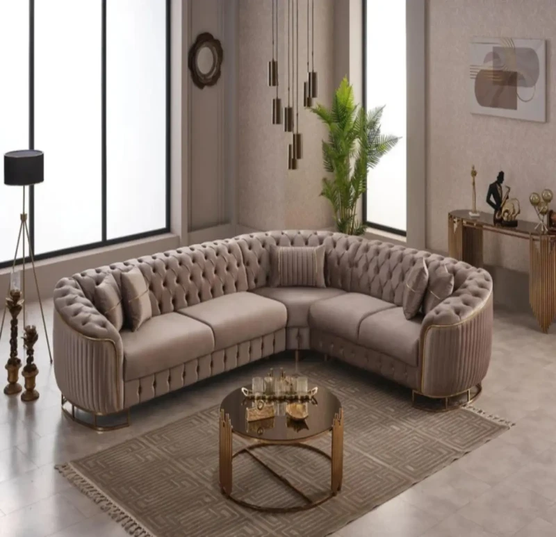Modern Brown Corner - Inlaid with Stainless Steel
