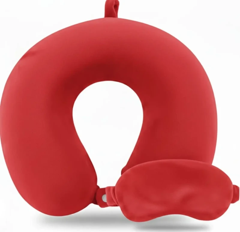 Neck Pillow And Eye Cover Velvet | Red