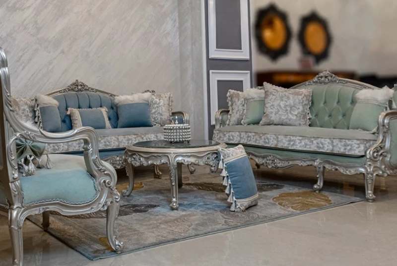 New Classic Blue salon and Grey
