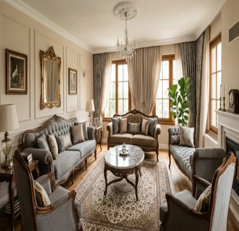 Classic Gray and Dark Beige Salon