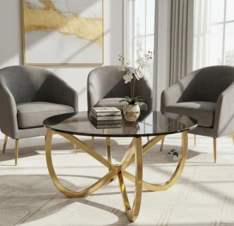 Stainless Round Living Room Table