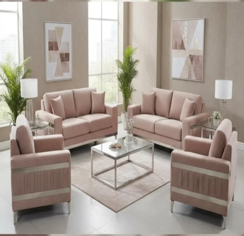 Modern Sofa Set Inlaid With Stainless With a Center Table as a Gift