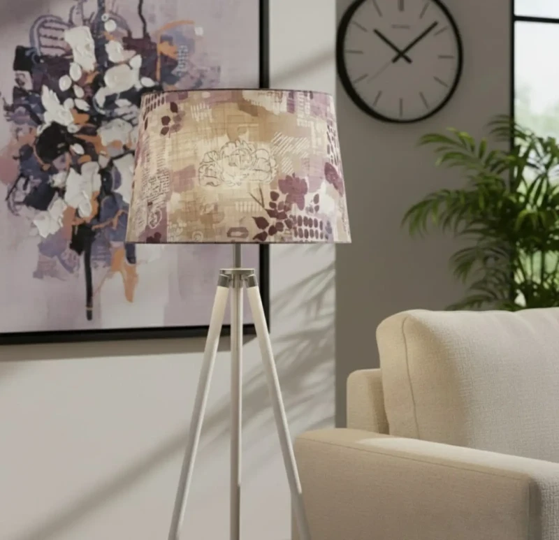 Linen lamp - white triple stand