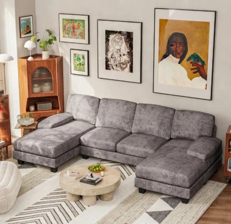 Modern Gray Sofa Separate Sofa and Chaise Longue