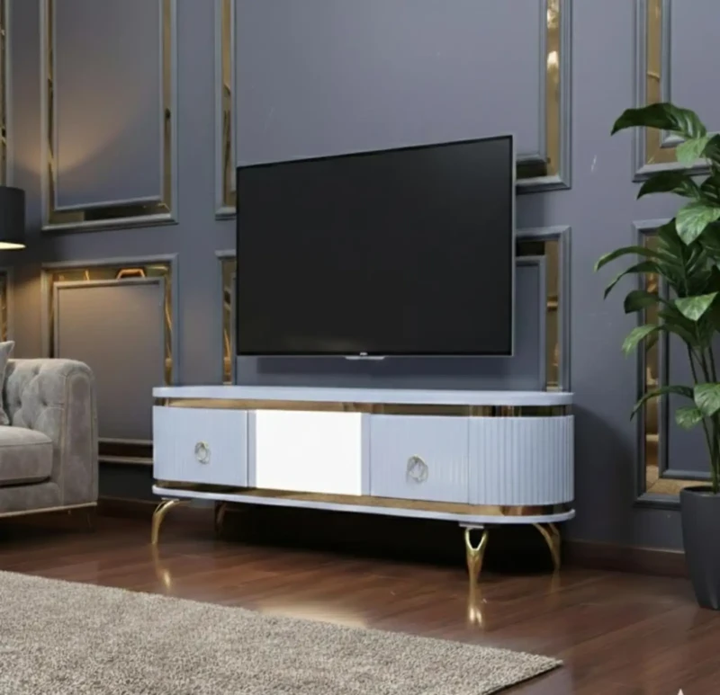 ترابيزة شاشة مضلعة | أبيض