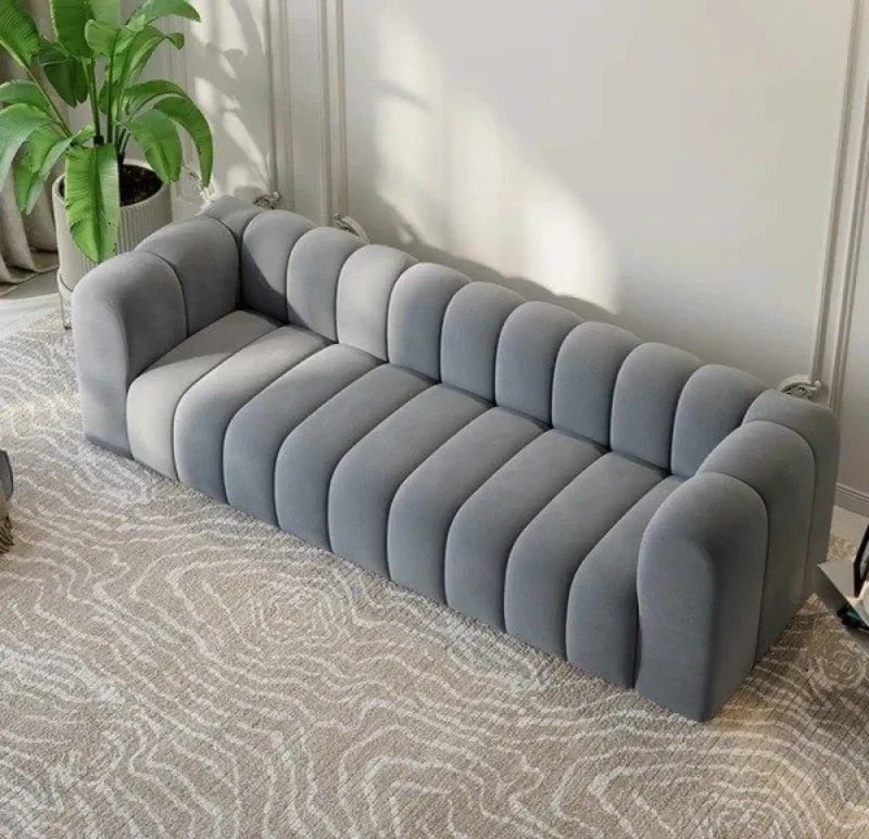 Modern Sofa With Velvet  Botnet | Gray