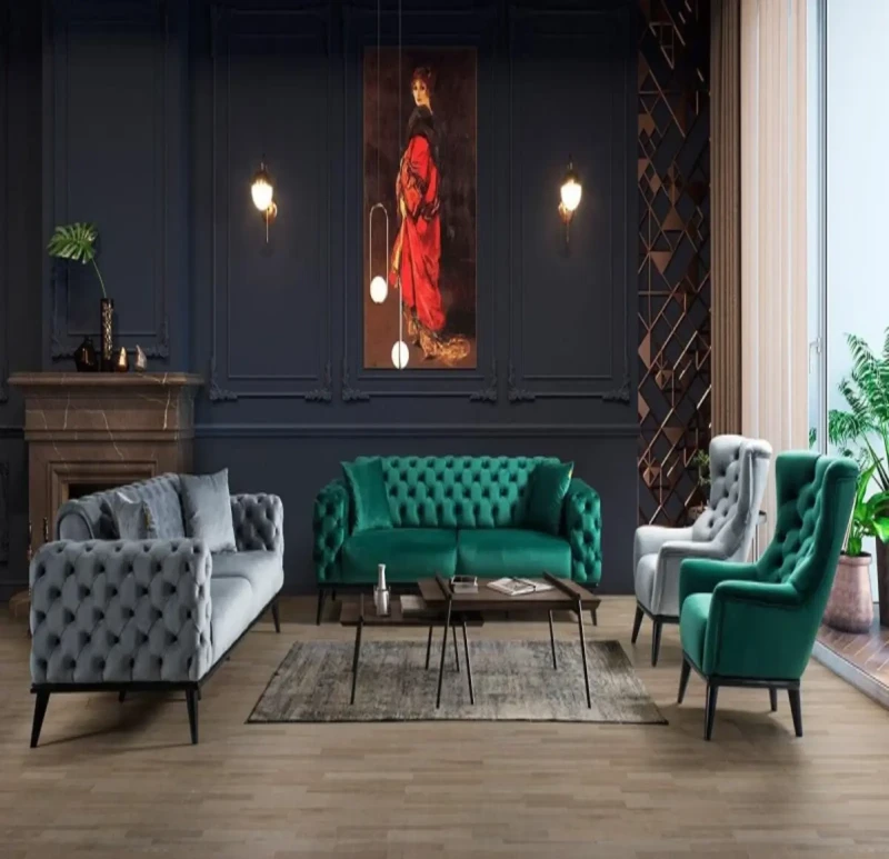 Modern Captone Sofa Set Green - Gray