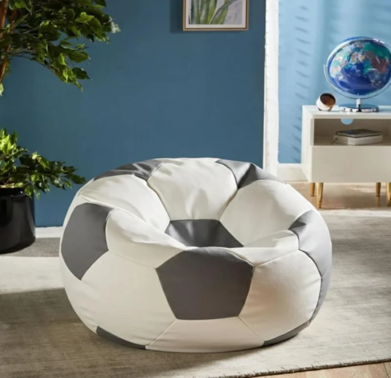 Medium Leather Football Bean Bag | Gray