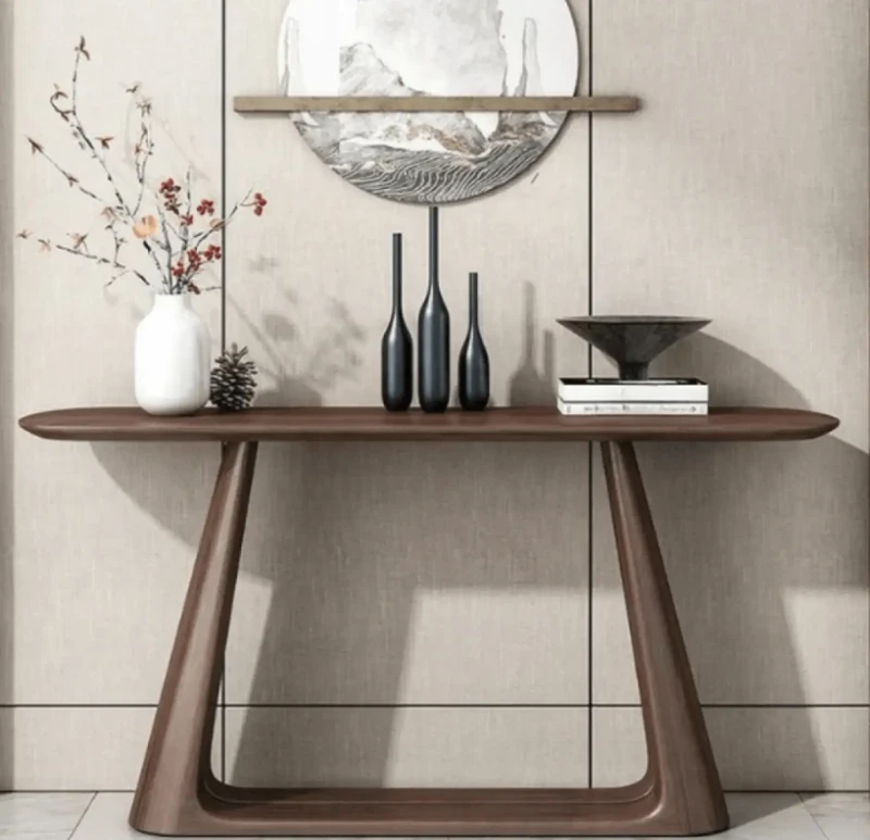 Wooden console with connected legs