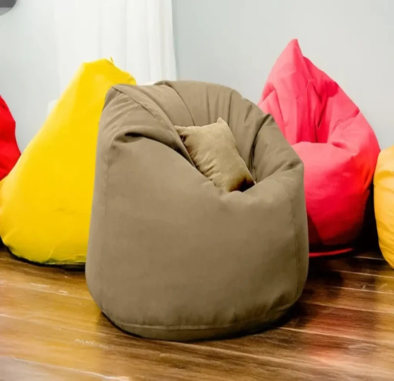 Dark beige linen comfy bean bag | 4XL