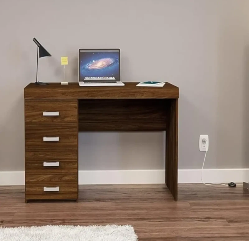 Modern Desk with 4 Drawers - Brown