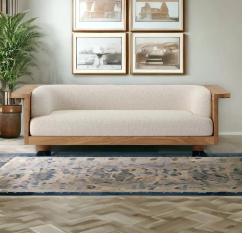 3-seater sofa, white and beige