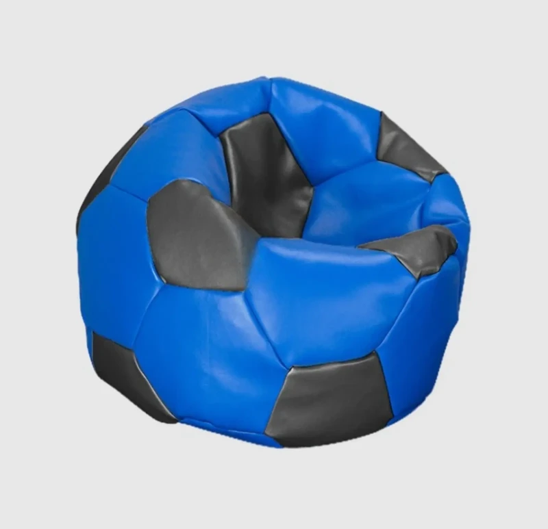 Small Leather Soccer Bean Bag | Blue In Black