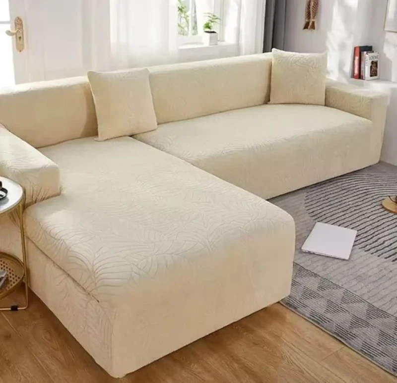 Modern Velvet Sofa Letter L | Creamy