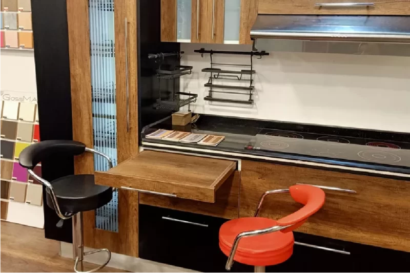 Wooden and Black Acrylic Kitchen