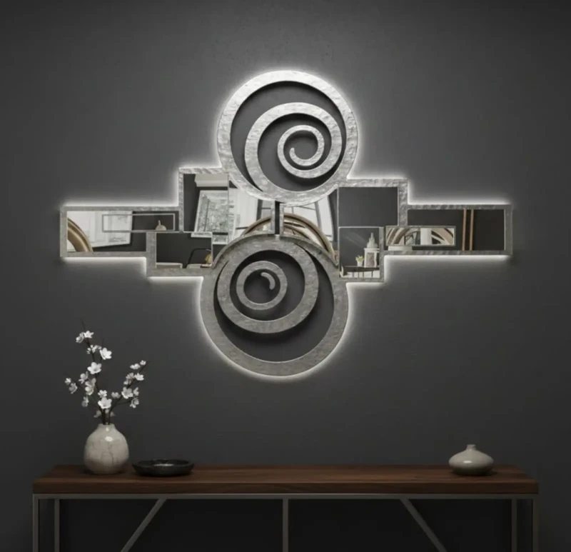 Silver Metal Mirror Tableau