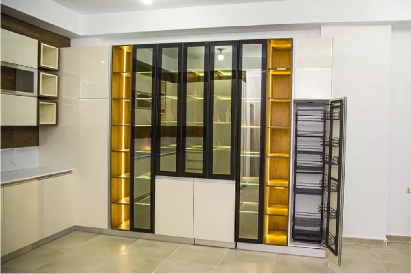 White Polylac Kitchen With Display Units