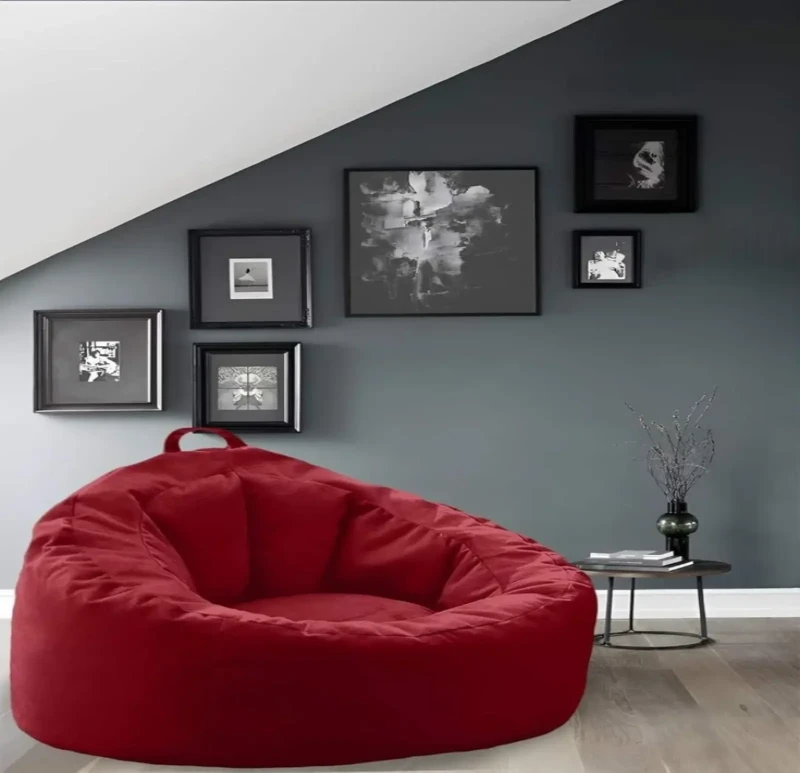 Velvet Bean Bag Chair | Red