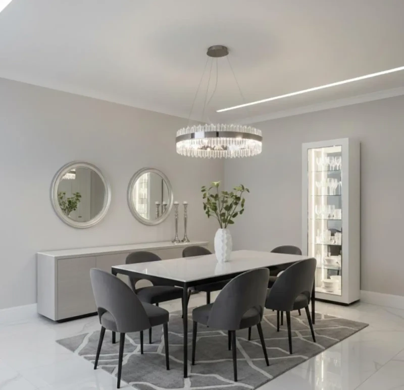 Modern 9 Piece Dining Room With 2 Mirrors