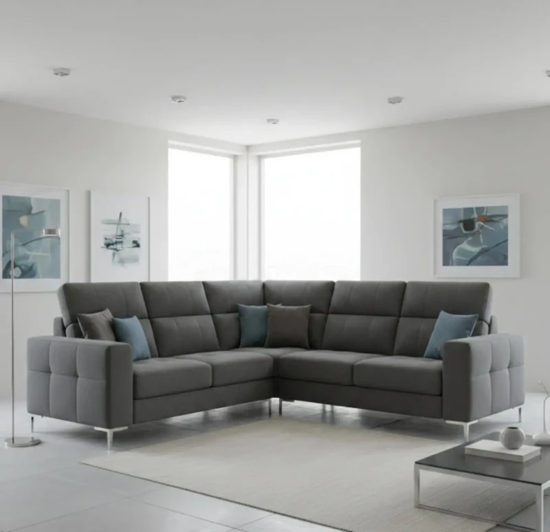 Modern Captune Sofa With Stainless Legs | Gray