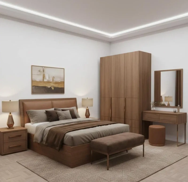 Modern Bedroom Brown 7 Pieces
