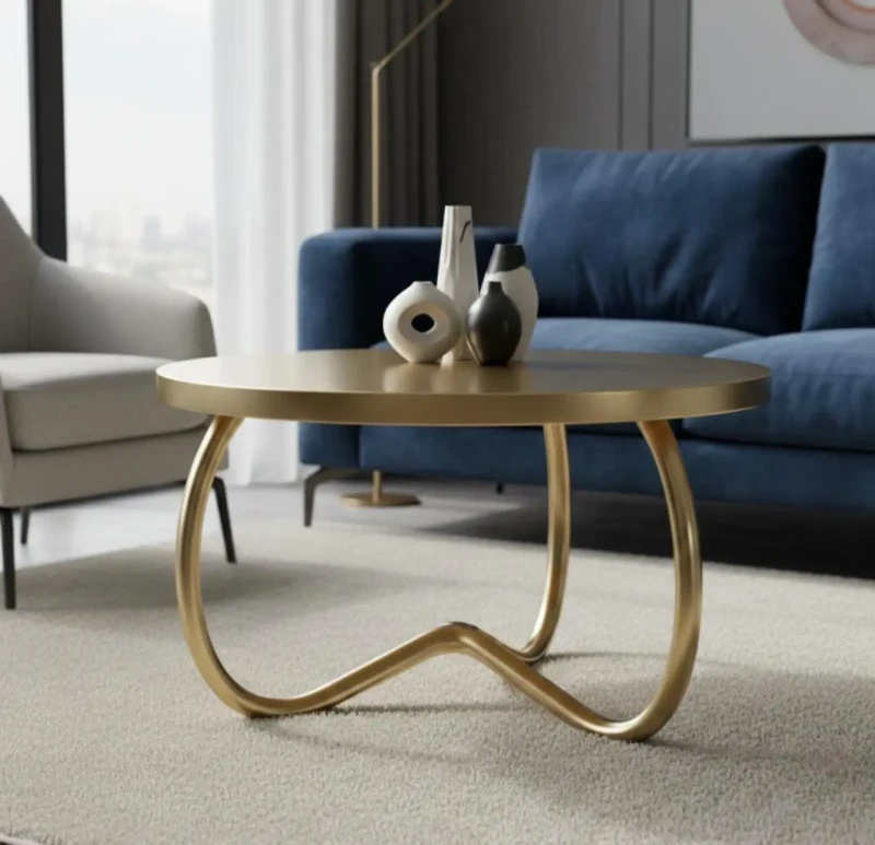 Stainless Circular Living Room Table 45 cm