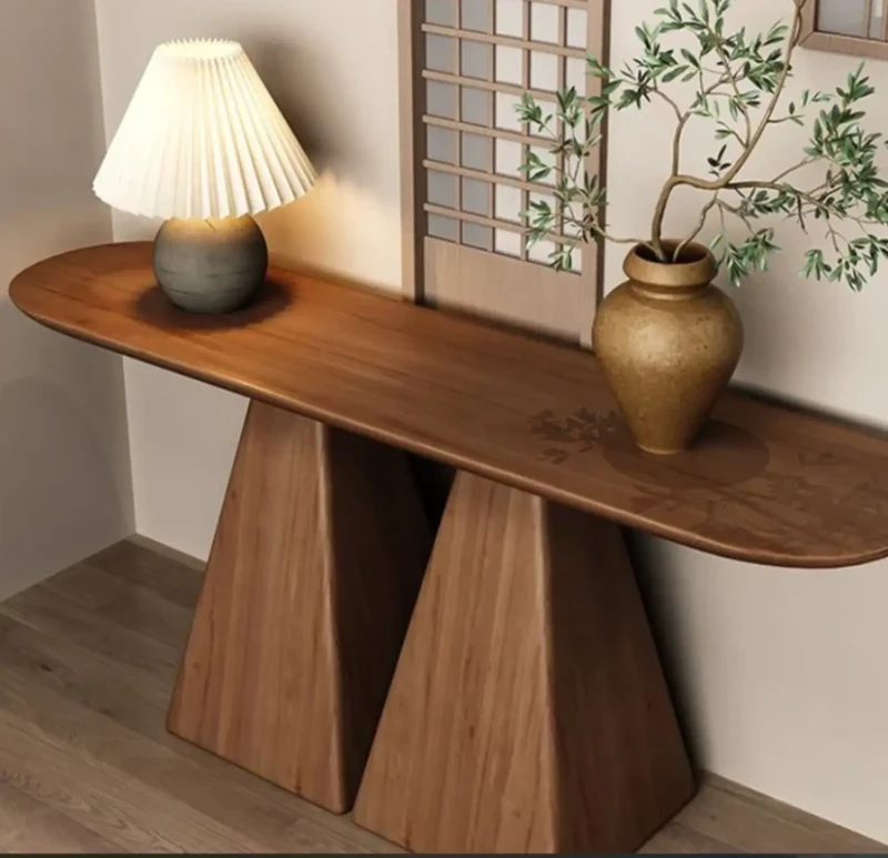 Wooden Console With Wide Legs