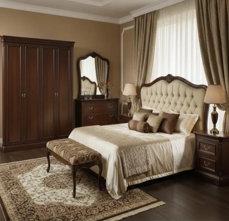 Classic Bedroom 6 Pieces | Brown and Beige