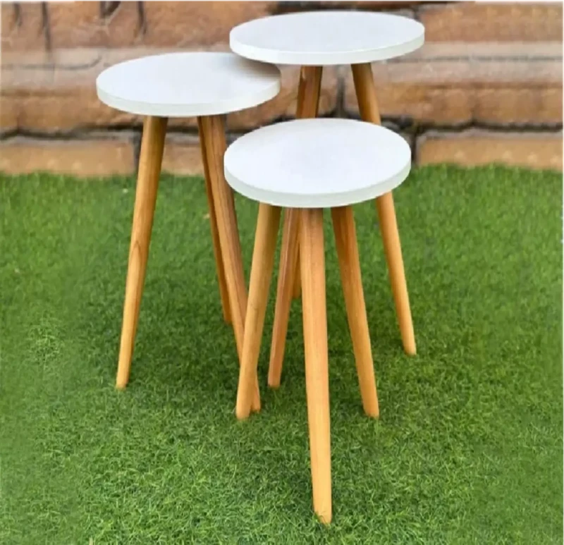 White Side Wooden Tables Set | White