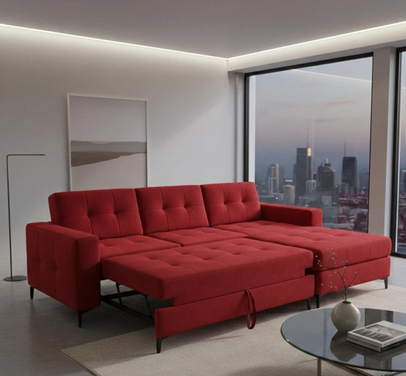 Modern Corner Red Captune | Mechanical Bed Back