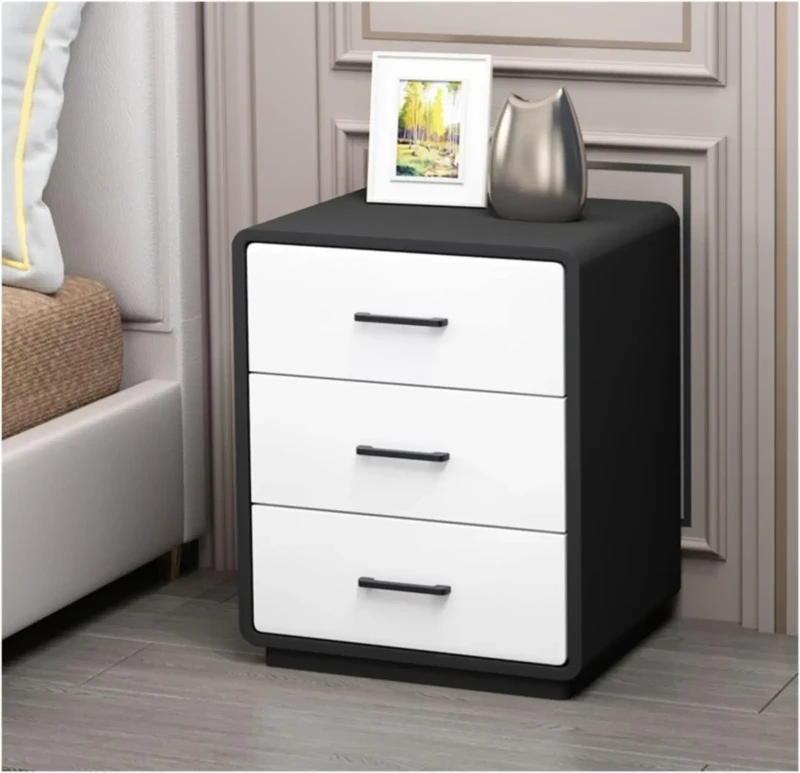 Modern Nightstand  With 3 Drawers | Black And White