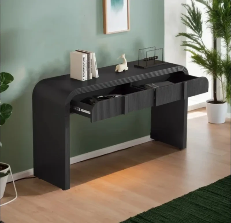 Wooden Console With Ribbed Legs