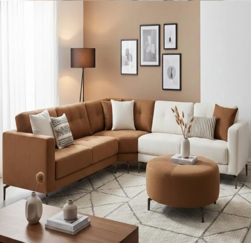 White Corner With 2 Sofas and a Chair
