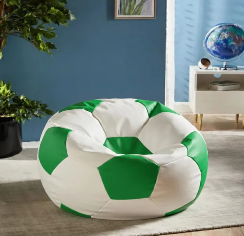 Medium Leather Football Bean Bag | Green